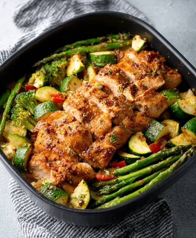 Air Fryer Chicken and Vegetables (in 15 minutes!)