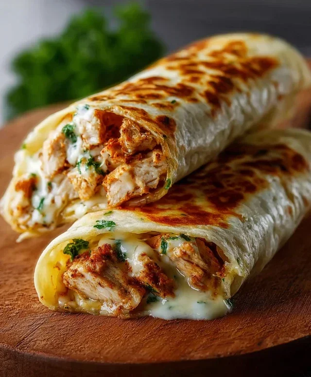 Cheesy Garlic Chicken Wraps