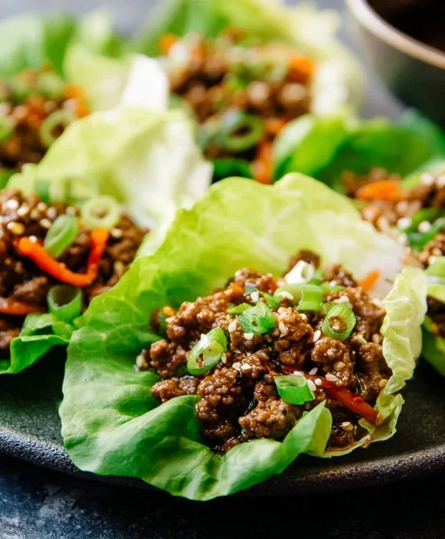 Asian Style Ground Beef Lettuce Wraps