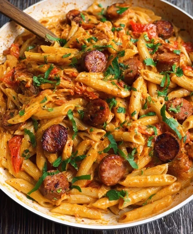 One Pot Creamy Cajun Sausage Pasta (30-Minutes)