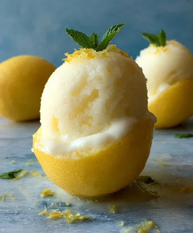 Sorbetto di Limone Dressed Up in a Frozen Lemon Shell