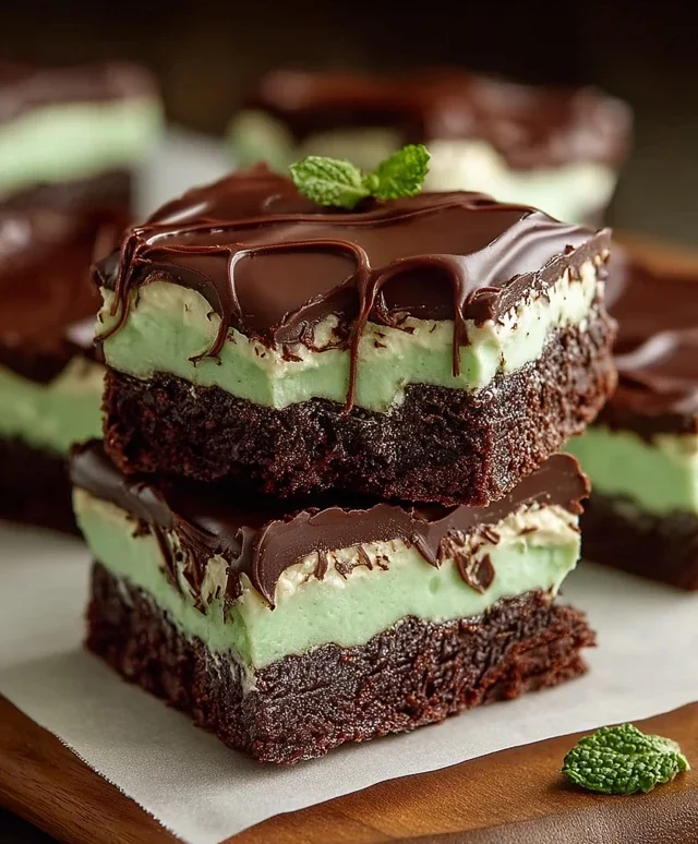 Triple-layer chocolate mint squares