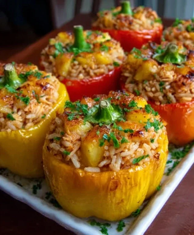 Teriyaki Pineapple Chicken and Rice Stuffed Peppers: A Sweet and Savory Meal