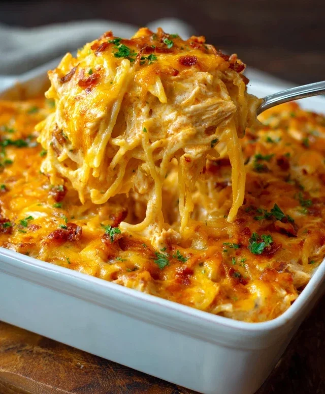 Spicy Southern Cheesy Chicken Spaghetti Casserole