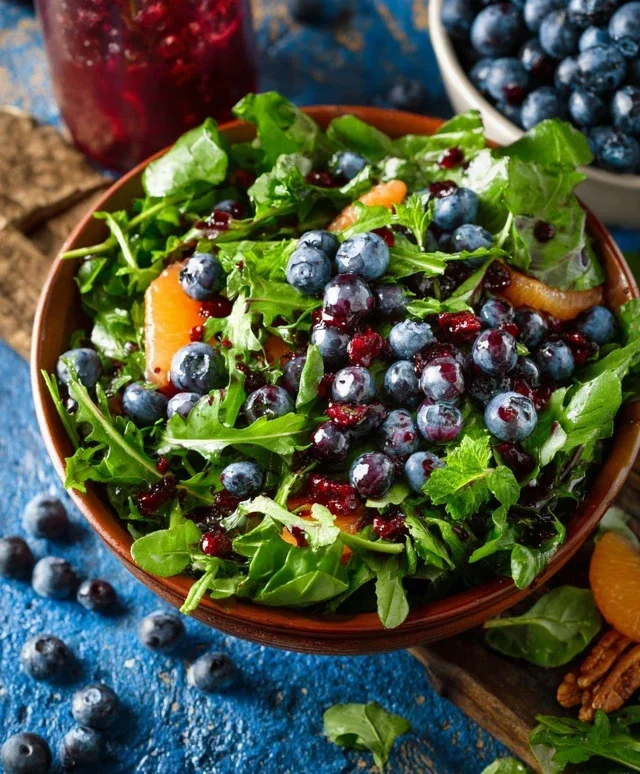 Cranberry Blueberry Salad with Blueberry Balsamic Dressing