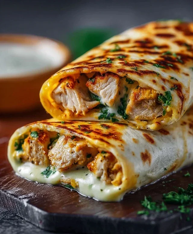 Cheesy Garlic Chicken Wraps