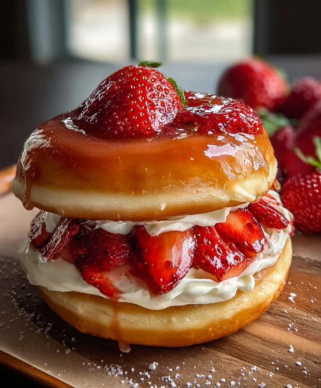 Strawberry Cheesecake Doughnut Burger