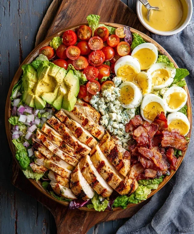 Grilled Chicken Cobb Salad with Honey Dijon {Pnon-non-non-alcoholic alternativeic non-alcoholic aleo, Whole30 Option}