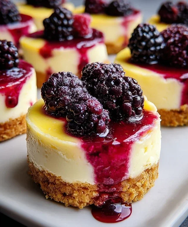 Lemon Raspberry Blackberry Mini Cheesecakes