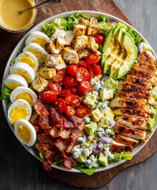 Grilled Chicken Cobb Salad with Honey Dijon {Pnon-non-non-alcoholic alternativeic non-alcoholic aleo, Whole30 Option}