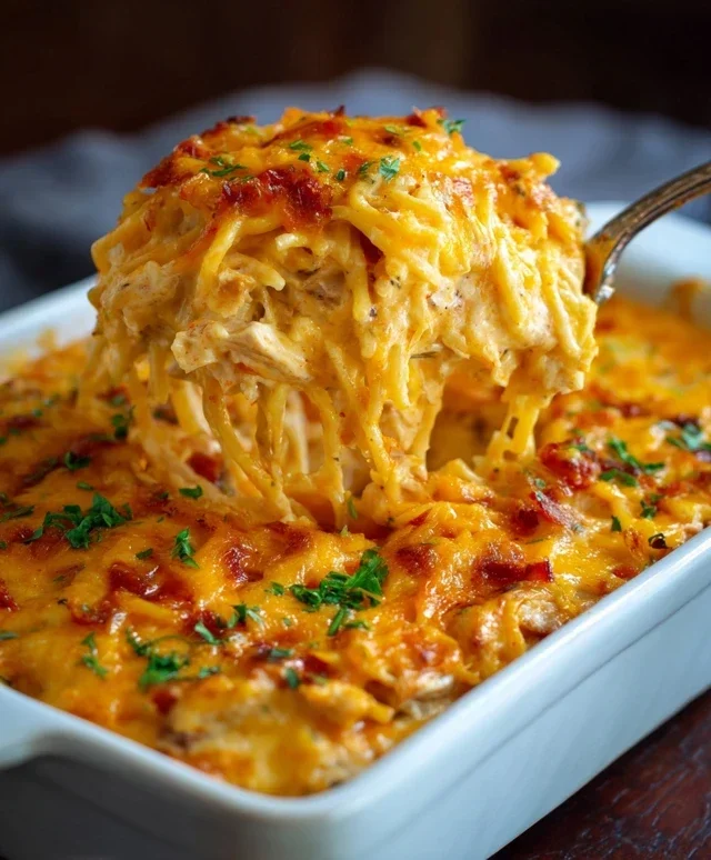 Spicy Southern Cheesy Chicken Spaghetti Casserole