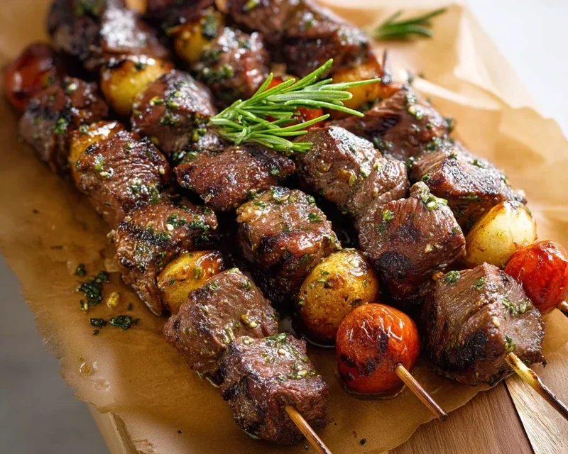 Rosemary Garlic Steak Kebabs