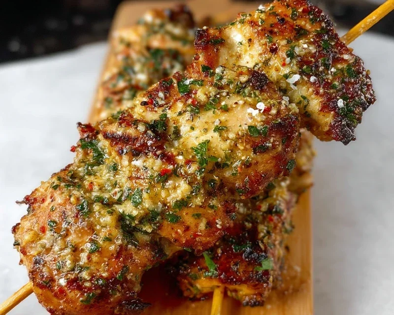 Ranch Garlic Parmesan Chicken Skewers