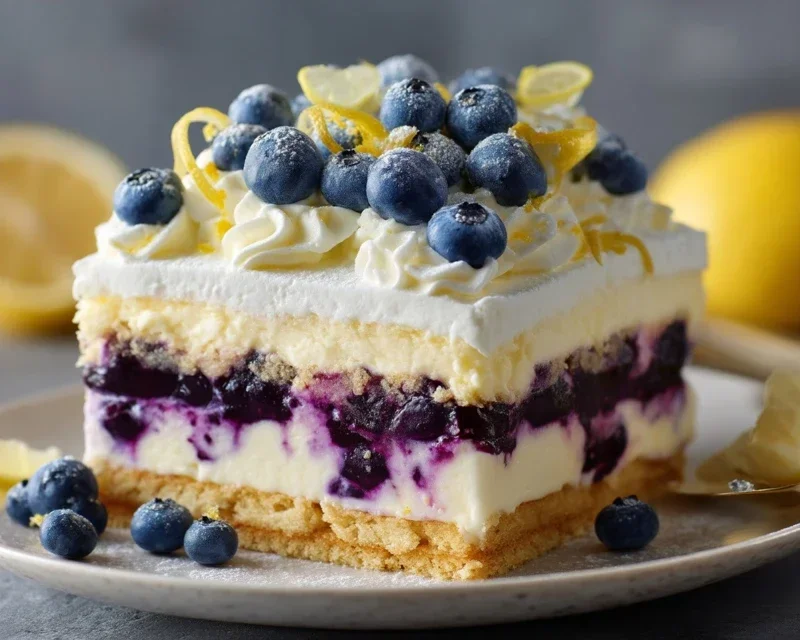 No-Bake Lemon dazzling Blueberry cream Cake