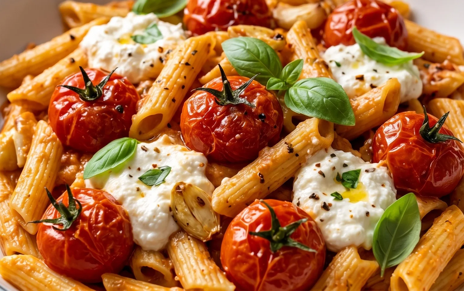 Roasted Tomato and Garlic Ricotta Pasta