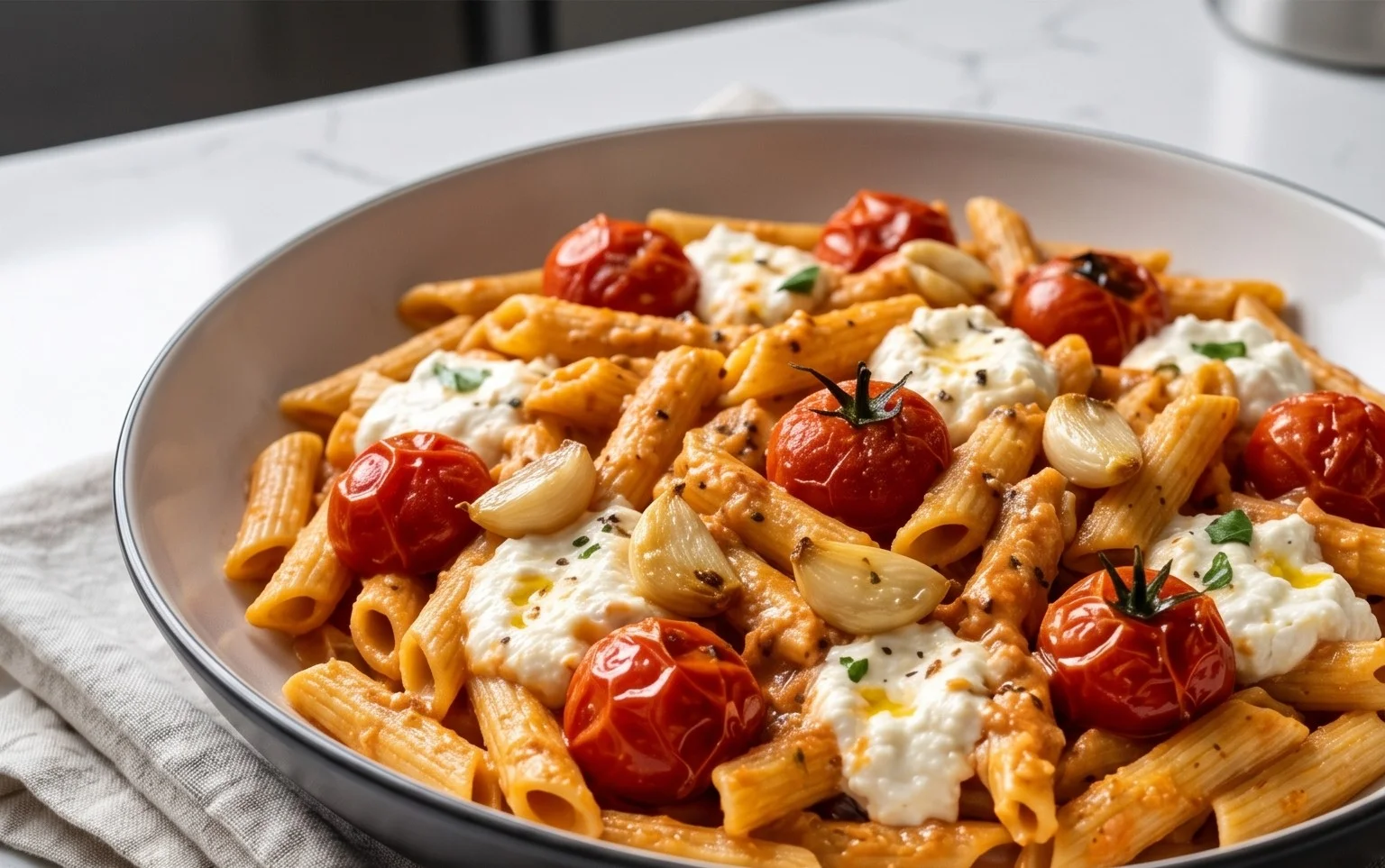 Roasted Tomato and Garlic Ricotta Pasta