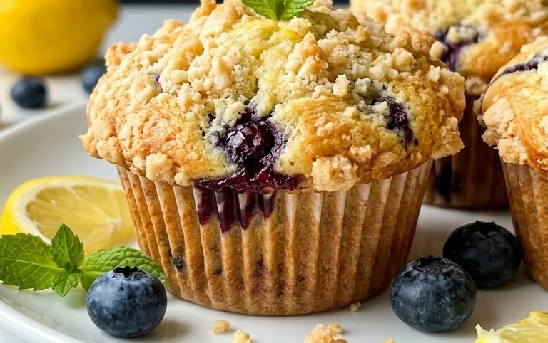 Lemon Blueberry Streusel Muffins