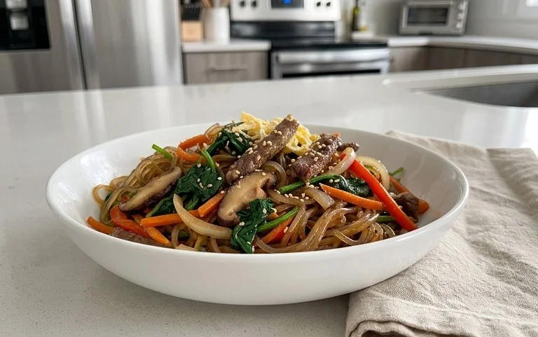 Japchae (Korean Glass Noodle Stir Fry)