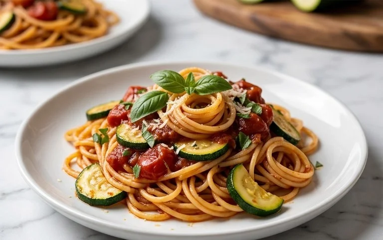 Healthy Tomato Zucchini Pasta