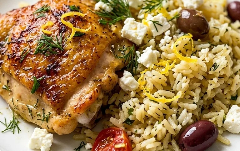Greek Chicken and Lemon Rice (30 Minutes, One-Pot)