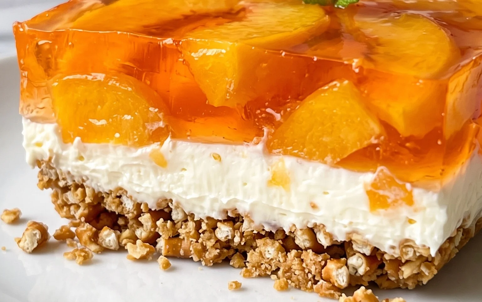 Peach Pretzel Salad Dessert