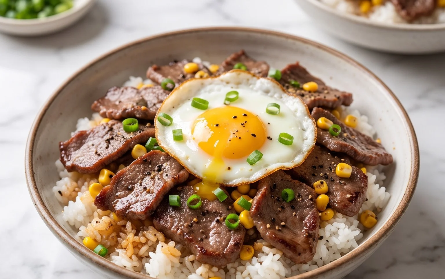 Beef Pepper Rice Bowl is a delicious meal option.