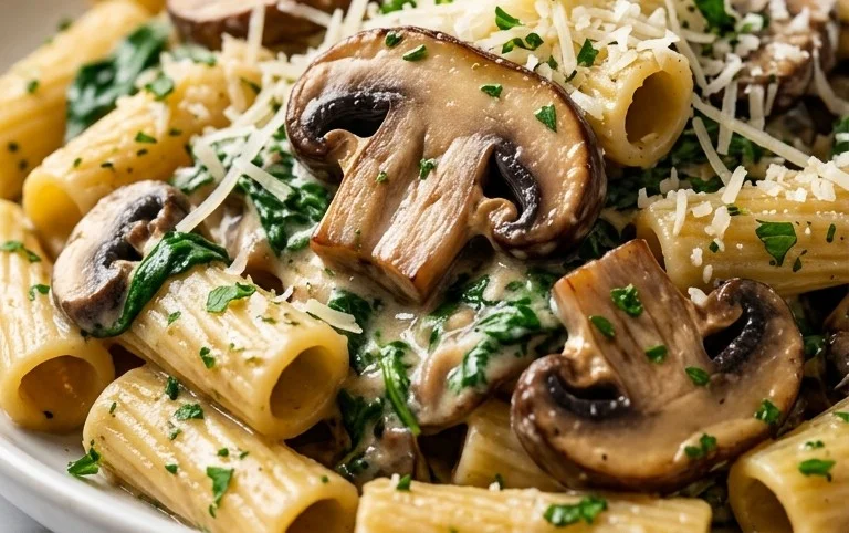 Parmesan Spinach Mushroom Pasta Skillet