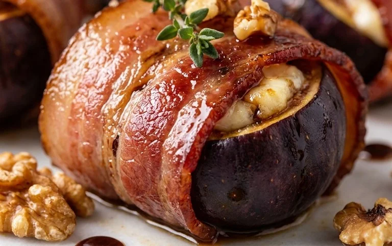 Beef Bacon Wrapped Stuffed Figs