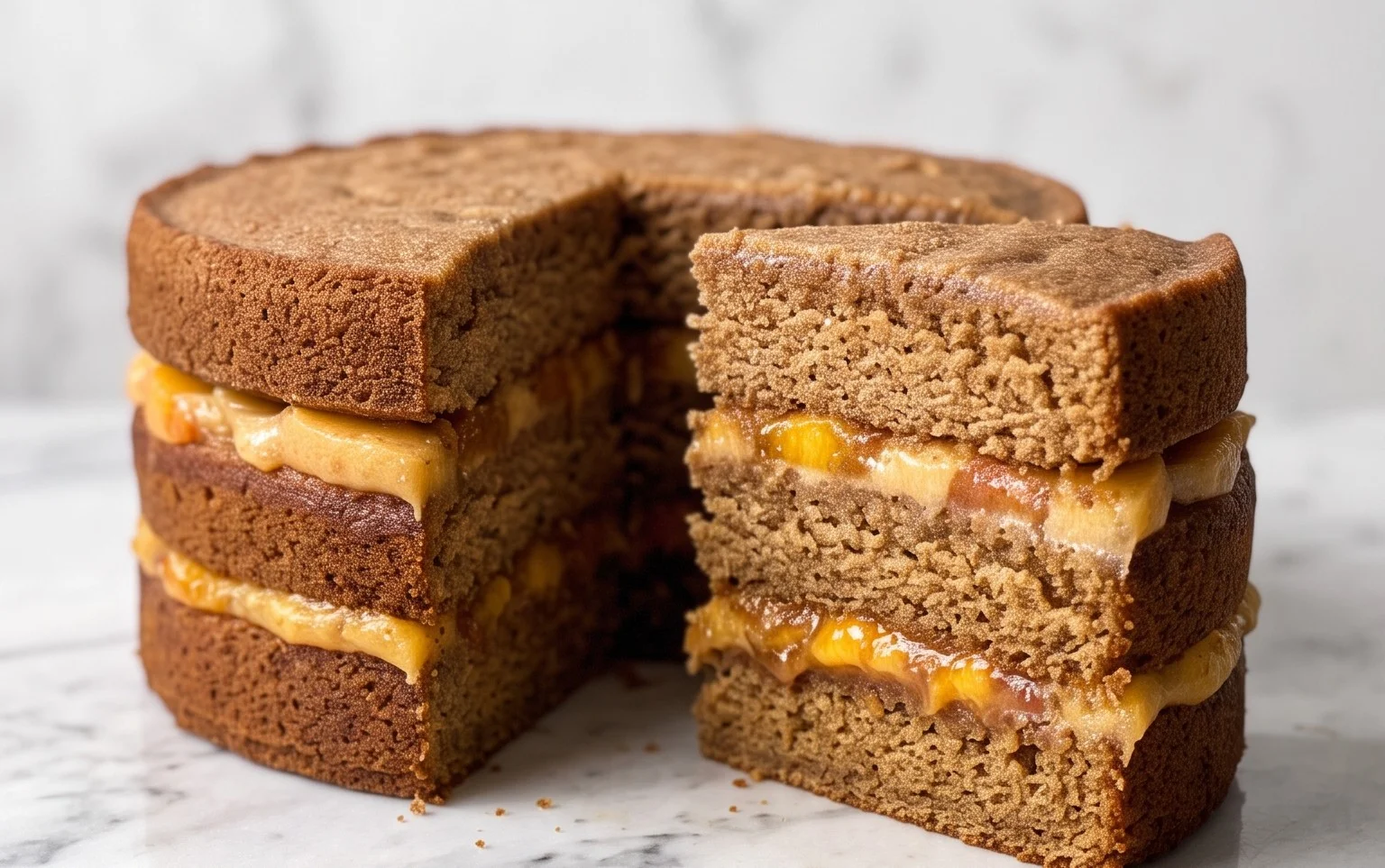 Brown Sugar Layer Cake with Peach Filling