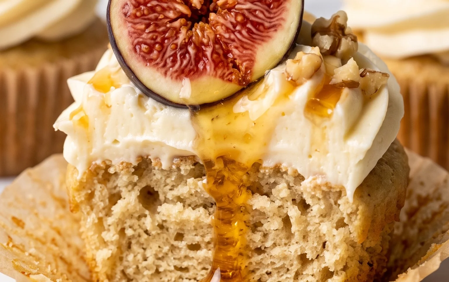 Fig Cupcakes with Honey Cream Cheese Frosting