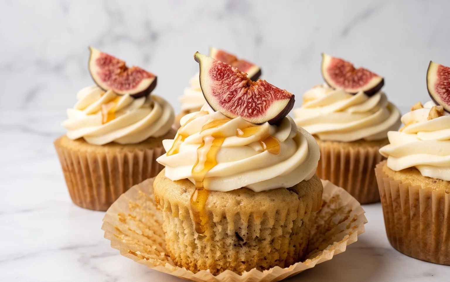 Fig Cupcakes with Honey Cream Cheese Frosting