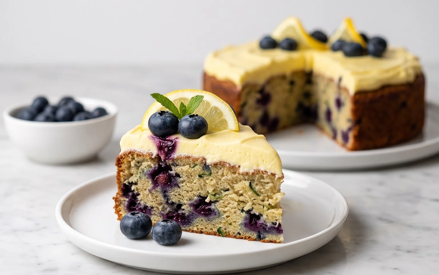 Blueberry Zucchini Cake with Lemon Buttercream