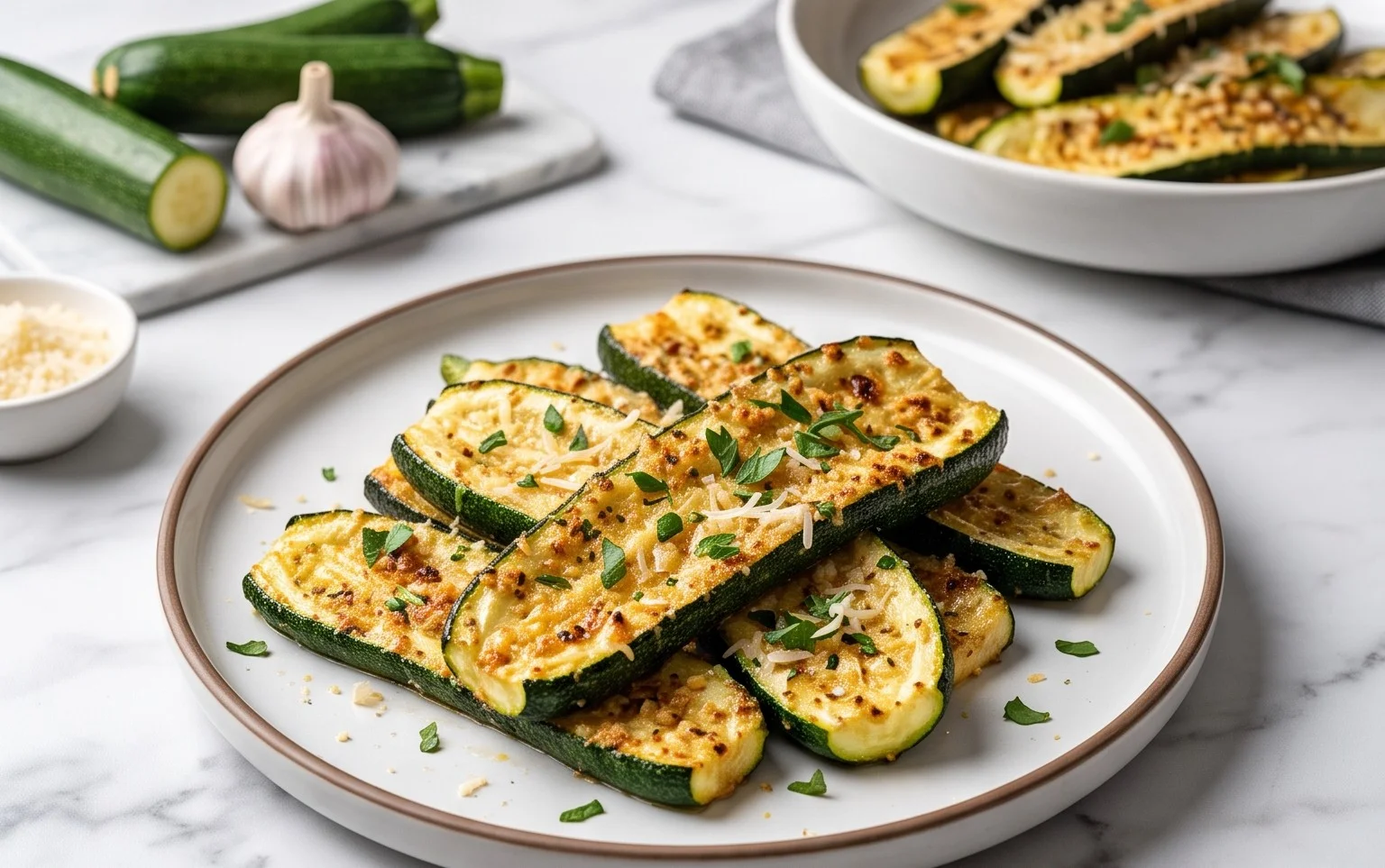 Irresistibly Crunchy Garlic Parmesan Roasted Zucchini