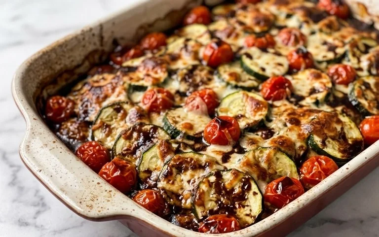 Balsamic Zucchini Tomato Bake